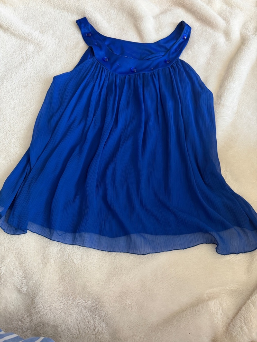 Signature by Levi Strauss Royal Blue Sleeveless Pleated Chiffon Top